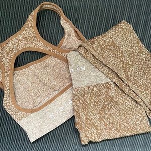 NVGTN Brown Snake Skin Sports Bra & Legging Set - Size Small